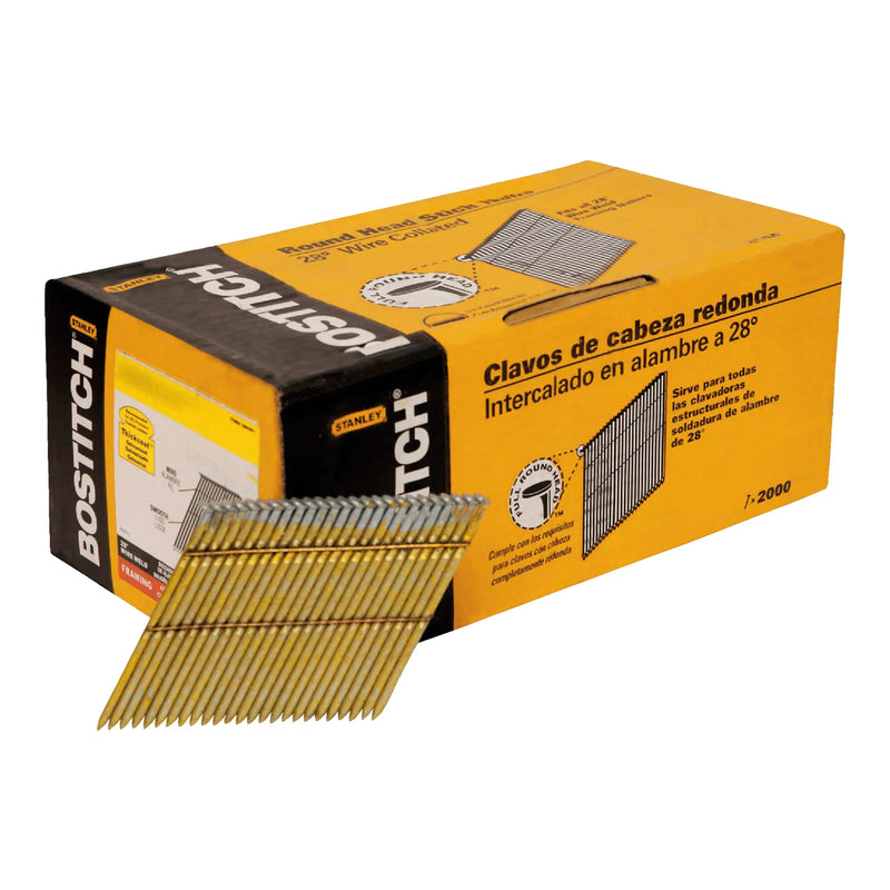 Bostitch 10d galvanized framing nails, 3.0" length with Thickcoat finish, packaged in a 2,000-count box for construction use.