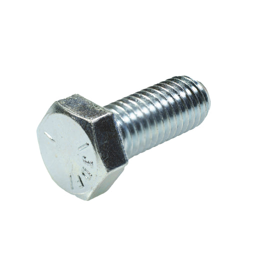 Grade 5 zinc-plated hex head cap screw, 1/2"-13 x 1.25", fully threaded for durable industrial fastening.