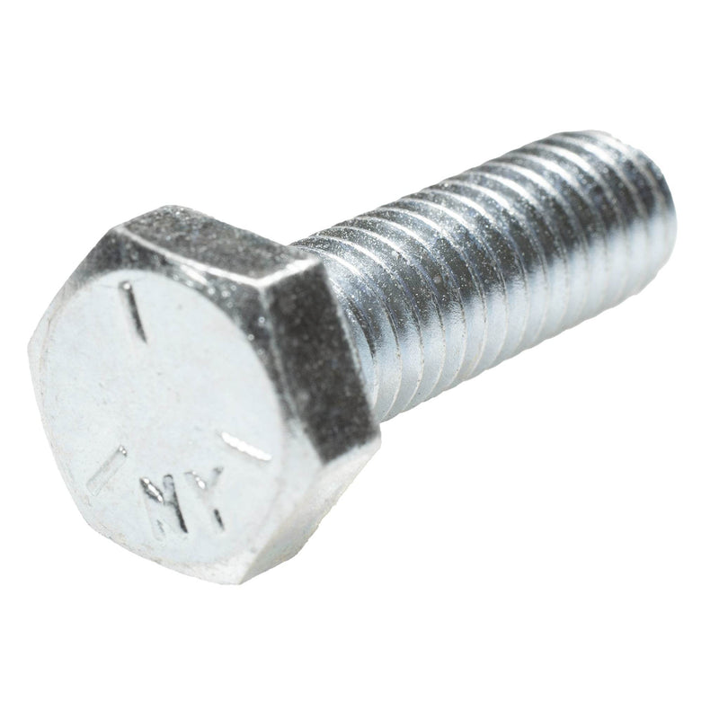 Grade 8 zinc-plated hex head cap screw, 5/16"-18 x 1.00", fully threaded for heavy-duty fastening.