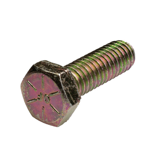 Grade 8 yellow zinc hex head cap screw, 5/16"-18 x 1.00", fully threaded for heavy-duty fastening.