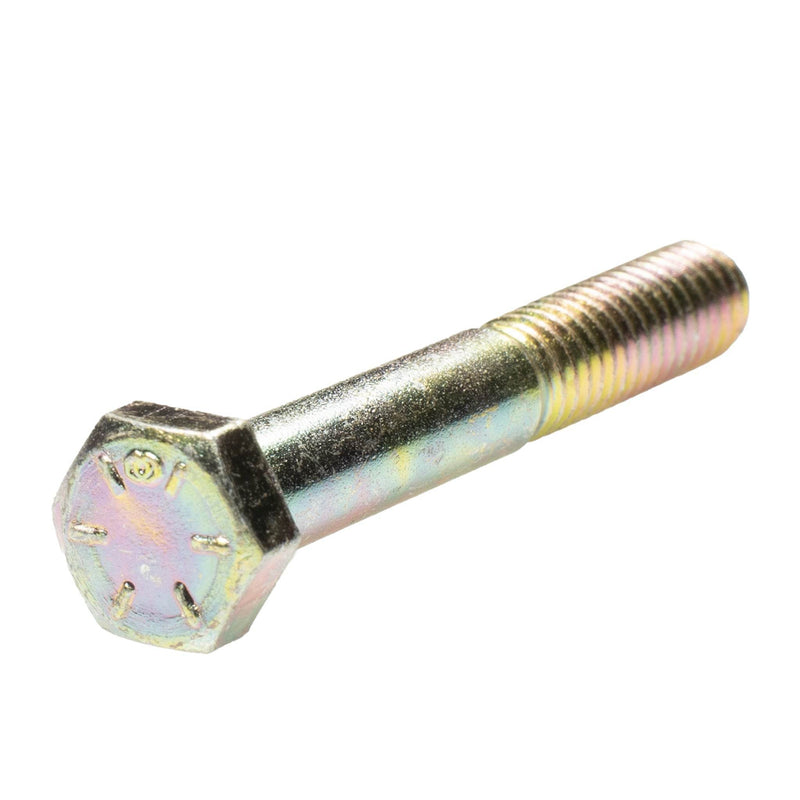 Grade 8 yellow zinc hex head cap screw, 5/16"-18 x 2.25", for heavy-duty industrial fastening.