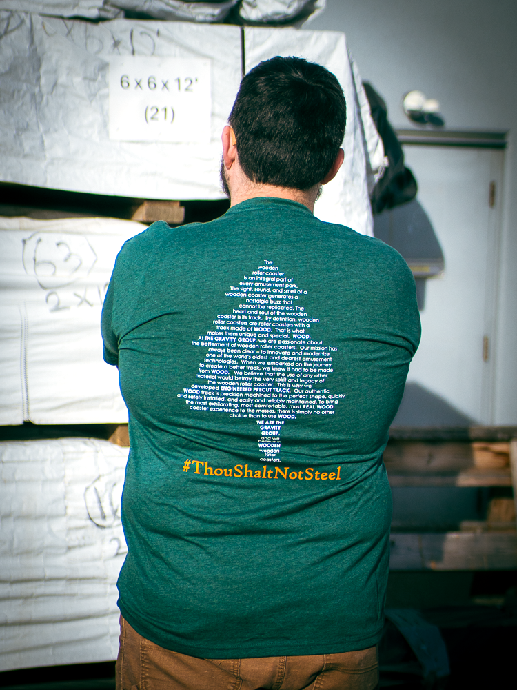 The Gravity Group Green T-Shirt Back Modeled