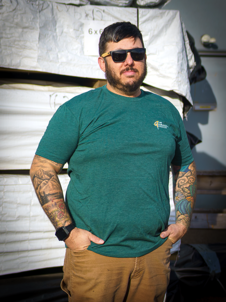 The Gravity Group Green T-Shirt Front Modeled